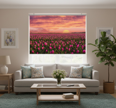 Tenda a rullo soggiorno alba e tulipani - TenStickers
