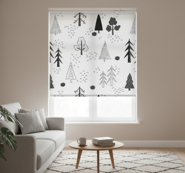 Tenda a rullo soggiorno alberi bianchi minimalisti nordici - TenStickers