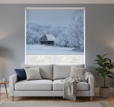 Tenda a rullo soggiorno cortile innevato - TenStickers