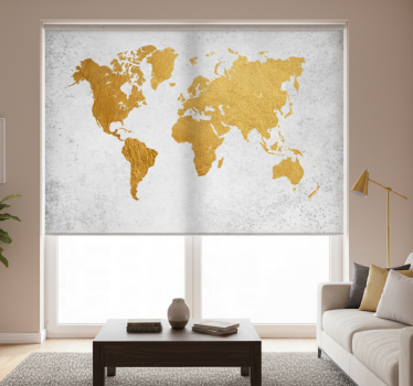Tenda a rullo soggiorno mappa del mondo dorata - TenStickers