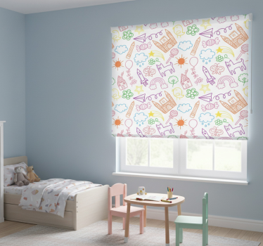 Tenda a rullo stile nordico stampa doodle giocosa - TenStickers