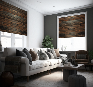 Tenda a rullo stile rustico Legno marrone scuro - TenStickers