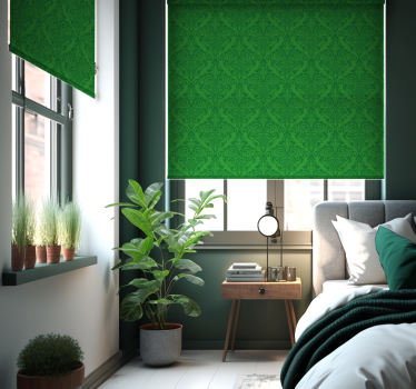Tenda a rullo colore verde damasco floreale - TenStickers
