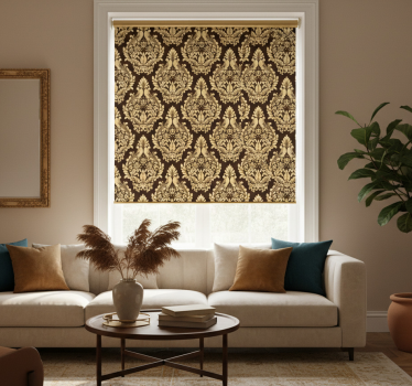 Tenda a rullo vintage motivo floreale dorato - TenStickers