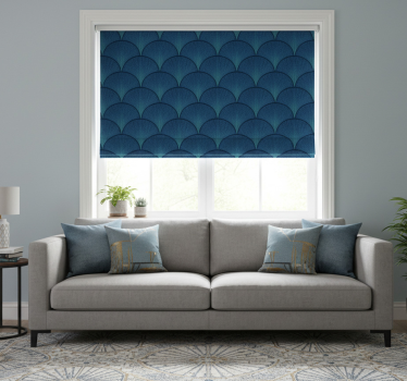 Tenda a rullo vintage ventagli blu art déco anni '20 - TenStickers