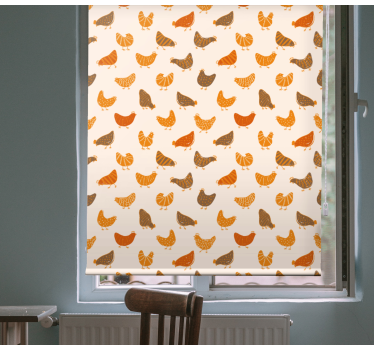 Tende a rullo animali diversi Motivo con uccelli arancioni e marr - TenStickers
