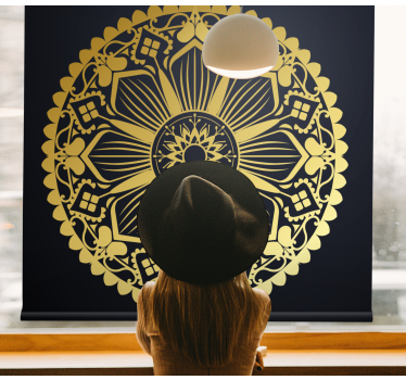 Tende a rullo camera da letto Mandala blu navy effetto dorato - TenStickers