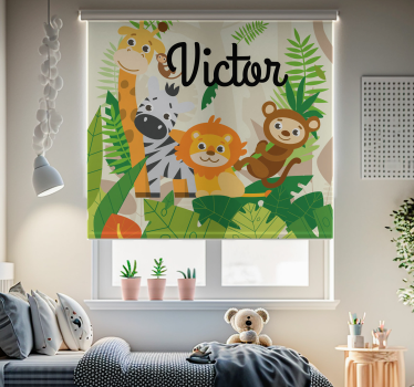 Tende a rullo Bambini animali della giungla personalizzati - TenStickers