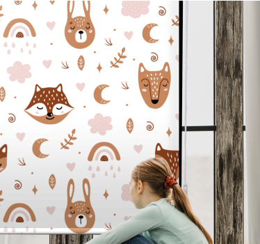 Tende a rullo Bambini simpatici animali marroni e arcobaleni - TenStickers