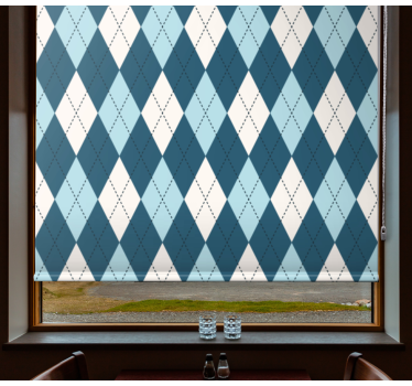 Tenda a rullo moderna motivo a diamante blu - TenStickers