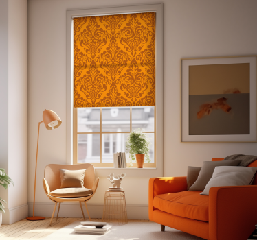 soggiorno tende a rullo damasco arancione vintage - TenStickers