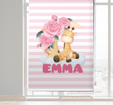 Tende a rullo personalizzabili giraffa con rose - TenStickers