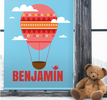Tenda a rullo cameretta palloncino con nome - TenStickers