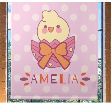Tende a rullo personalizzabili pulcino con fiocco e nome - TenStickers