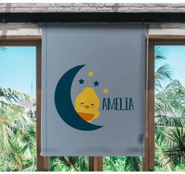 Tenda a rullo cameretta pulcino della luna con nome - TenStickers