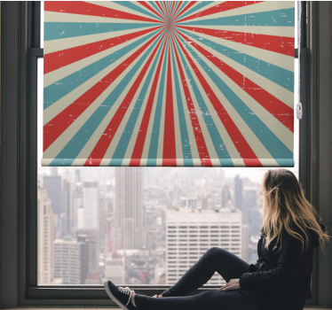 Tende a rullo stile rustico Motivo prelavaggio retrò blu e rosso - TenStickers