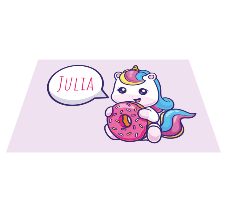 Tovaglietta americana con nome unicorno con ciambella - TenStickers