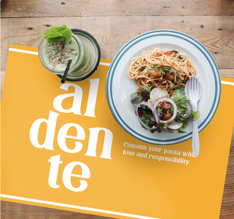 Tovaglietta americana frase promemoria culinario aldente - TenStickers