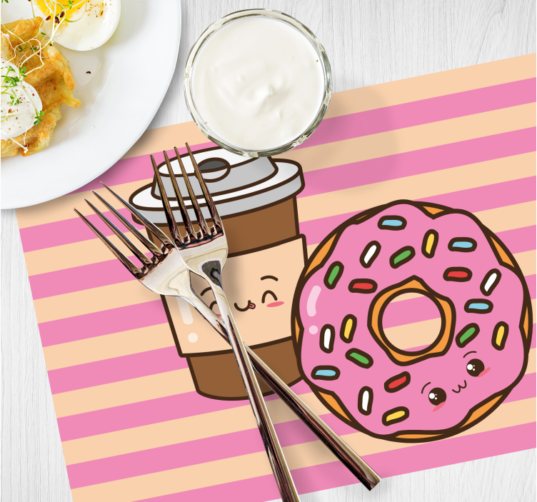 Tovaglietta americana infantile ciambella caffè carina - TenStickers