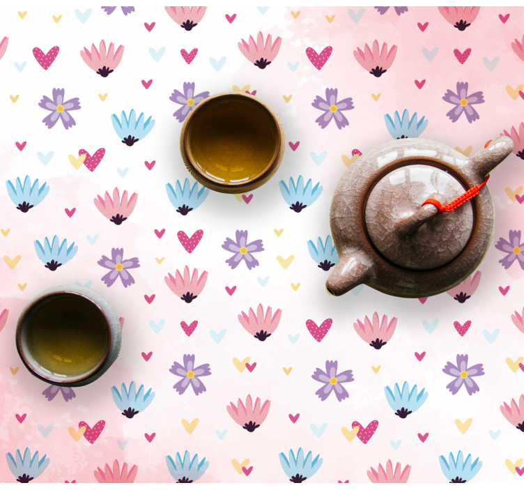 Tovaglietta americana infantile con motivi cuori fioriti - TenStickers