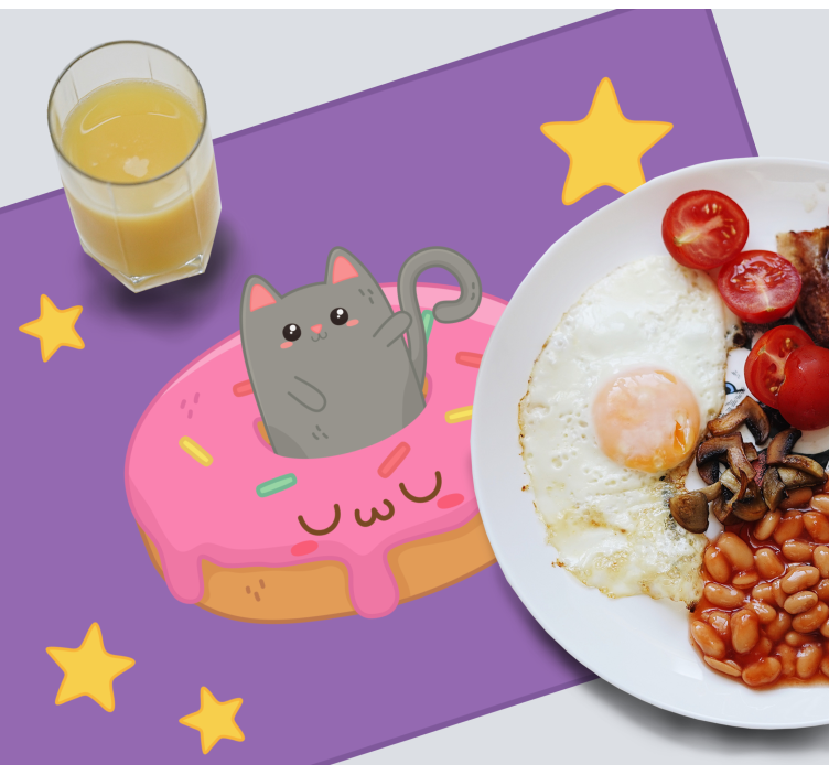 Tovaglietta americana infantile gattino e donut - TenStickers