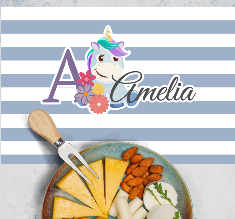 Tovaglietta americana infantile illustrazione nome unicorno - TenStickers