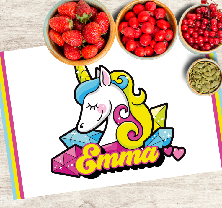Tovaglietta americana infantile tema gemme unicorno - TenStickers