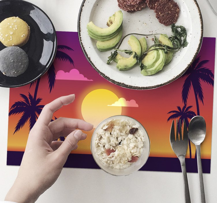 Tovaglietta americana moderna scena di tramonto tropicale - TenStickers