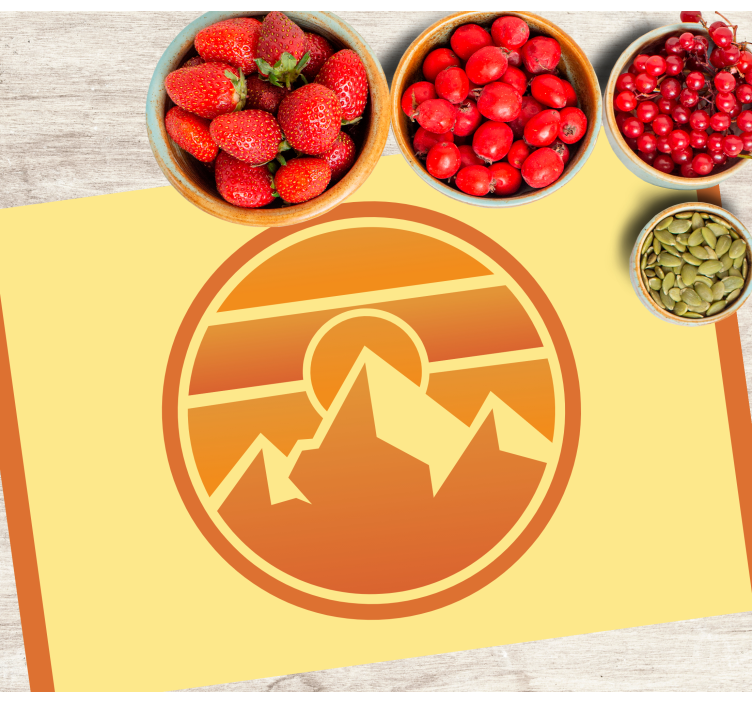 Tovaglietta americana moderna silhouette di tramonto montano - TenStickers