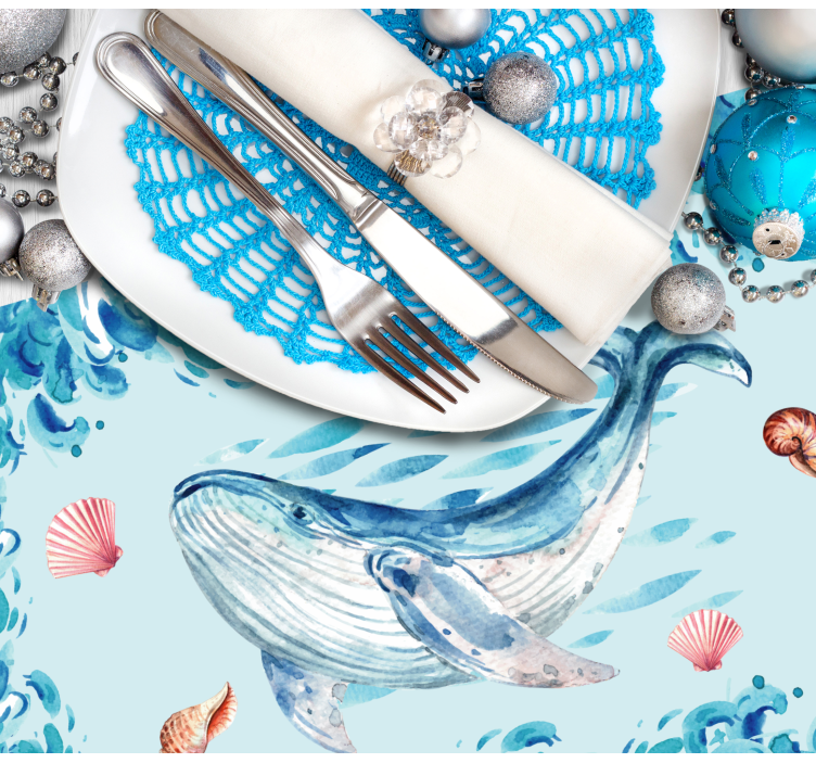 Tovaglietta americana originale elementi marini balena - TenStickers