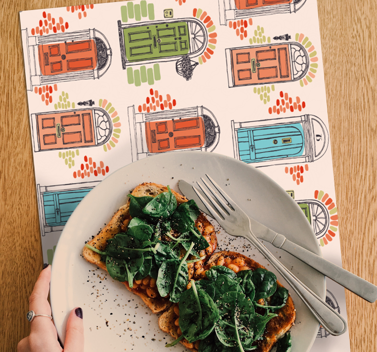 Tovaglietta americana originale motivi colorati di porte - TenStickers