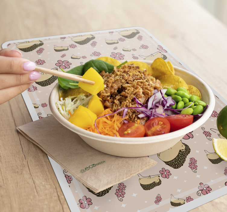 Tovaglietta americana originale motivo riccio carino - TenStickers