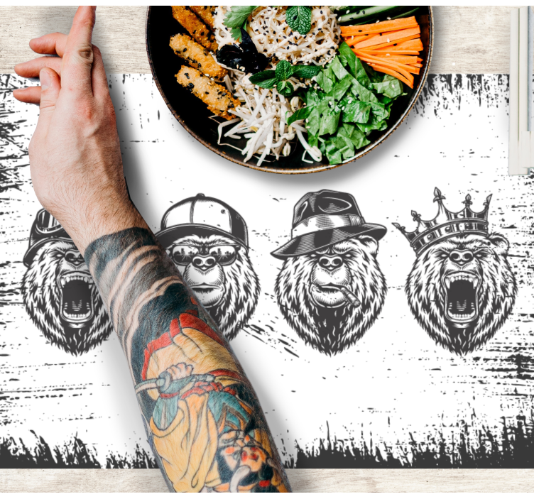 Tovaglietta americana originale ritratti di orsi stilizzati - TenStickers