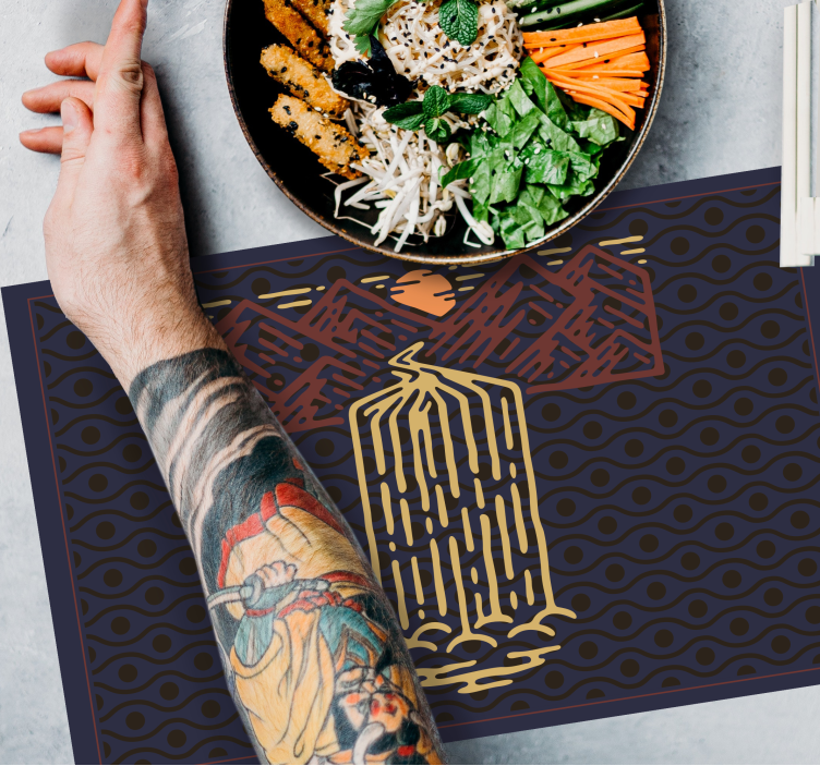 Tovaglietta americana originale scena di cascata montana - TenStickers