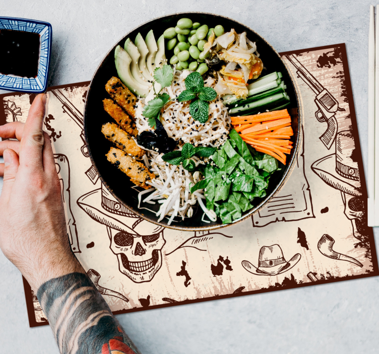 Tovaglietta americana originale temi teschio e cowboy - TenStickers