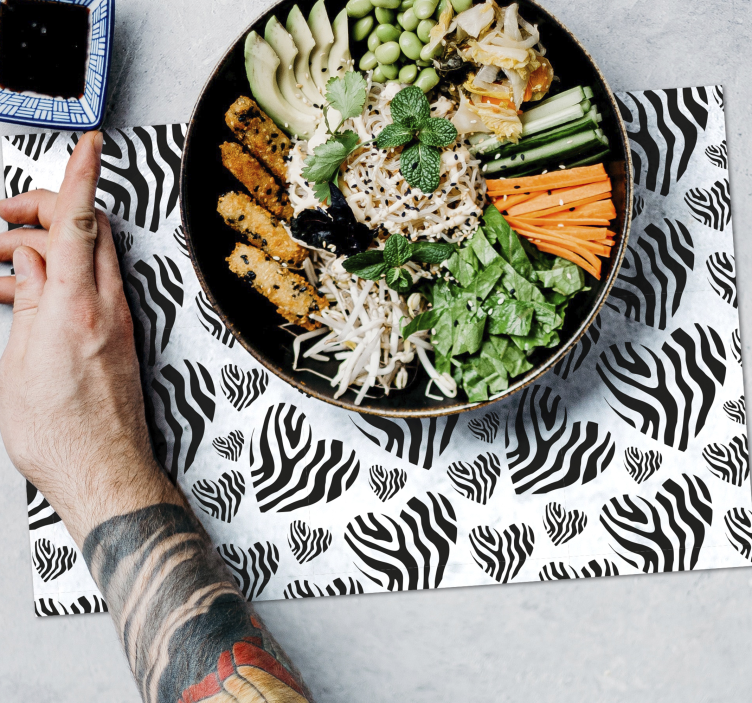 Tovaglietta americana textu motivo cuori zebra - TenStickers