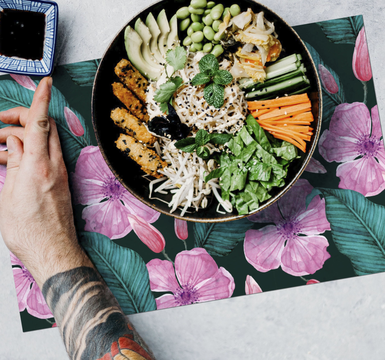 Tovaglietta americana textu motivo floreale tropicale - TenStickers