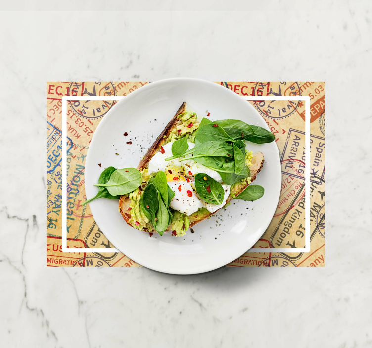 Tovaglietta americana textu motivo timbri passaporto - TenStickers