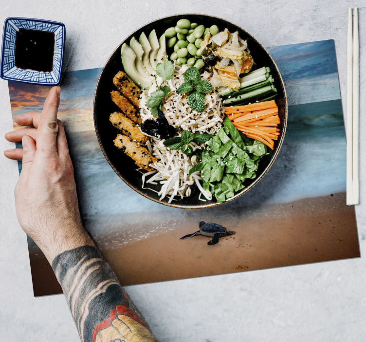 Tovaglietta colazione per casa tartaruga sulla spiaggia - TenStickers