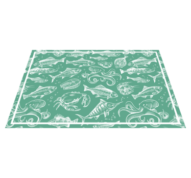 Schizzo a mano pesce disegnato pesce tovagliette in vinile - TenStickers