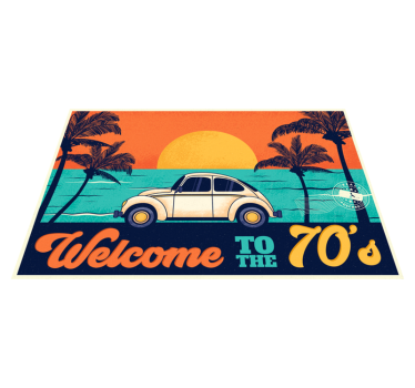 Tovaglietta americana elegante scena di spiaggia anni 70 - TenStickers