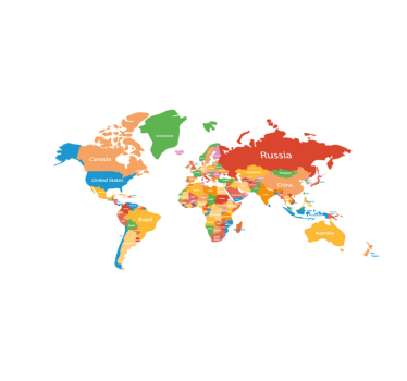 Tovaglietta americana originale Mappa del mondo colorato - TenStickers
