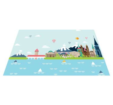 Tovaglietta americana originale paesaggio urbano colorato - TenStickers