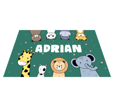Tovaglietta con nome Cartoni animati di animali con nome - TenStickers
