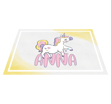 Tovaglietta americana infantile unicorno con cuori - TenStickers