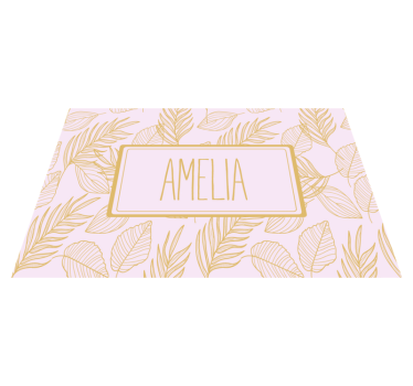 Tovaglietta americana con nome motivo foglia personalizzato - TenStickers