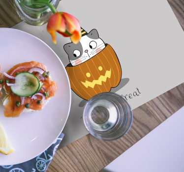 Tovaglietta americana di halloween gatto nella zucca - TenStickers
