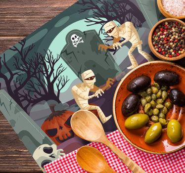 Tovaglietta americana di halloween mummie nel cimitero - TenStickers