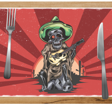 Tovaglietta americana di halloween musicista scheletro - TenStickers