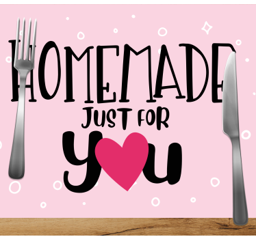 Tovaglietta americana frase design cuore fatto in casa - TenStickers